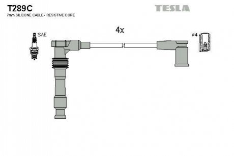 Дроти запалення, набір TESLA T289C