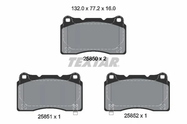 Комплект гальмівних колодок передн, ALFA ROMEO GIULIETTA HONDA CIVIC X, CIVIC XI RENAULT MEGANE III SUBARU IMPREZA TESLA MODEL S, MODEL X, ROADSTER 1.6D-Electric 11.01- TEXTAR 2585001 (фото 1)