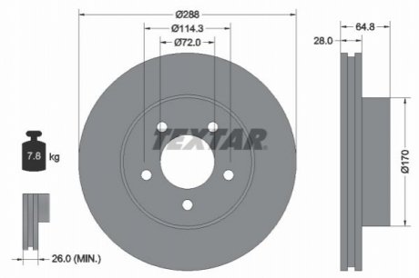 TARCZA HAMULCOWA PRZOD TEXTAR 92119705