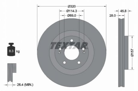 TARCZA HAMULCOWA PRZOD TEXTAR 92306503