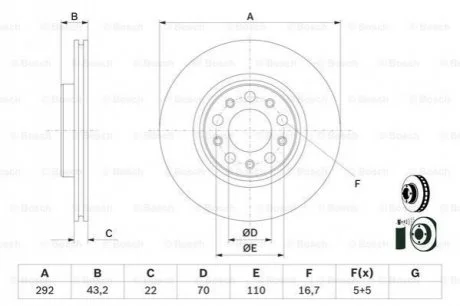 TARCZA HAM. ALFA ROMEO BOSCH 0986479D99