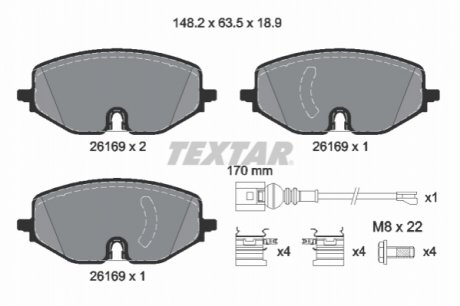 Комплект гальмівних колодок передній TEXTAR 2616901