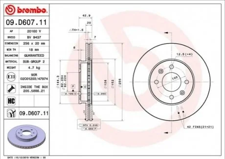 TARCZA HAMULCOWA PRZOD BREMBO 09D60711