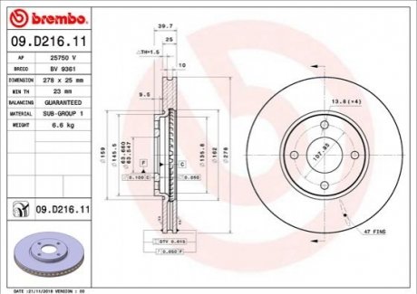 Tarcza ham. ECOSPORT BREMBO 09D21611