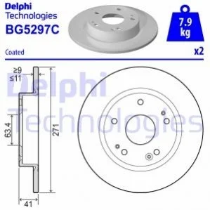 TARCZA HAMULCOWA TYL DELPHI BG5297C