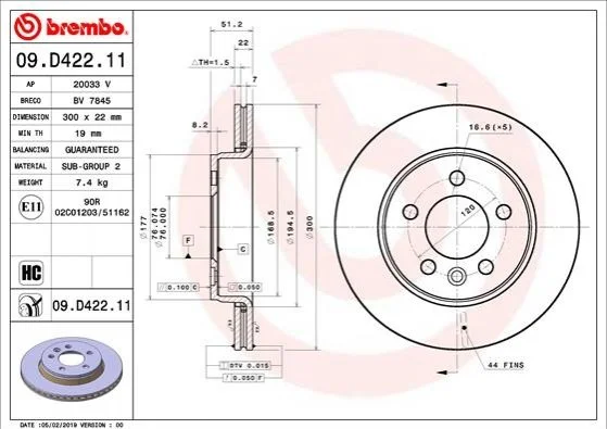 TARCZA HAMULCOWA TYL BREMBO 09D42211 (фото 1)