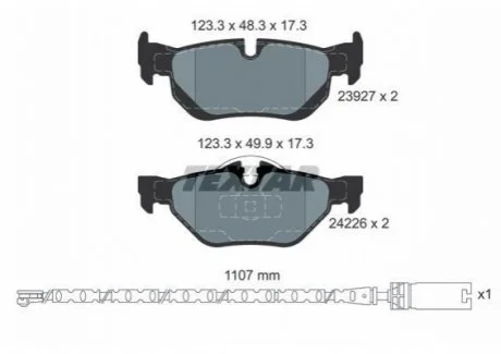 Комплект гальмівних колодок задн, BMW 1 (E81), 1 (E87), 1 (E88) 2.0/3.0 09.06-12.13 TEXTAR 2392707