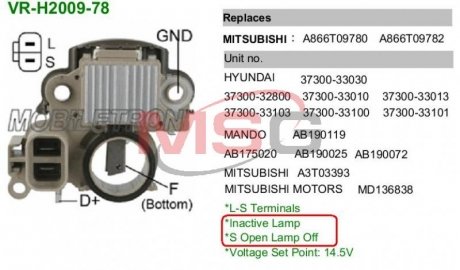 Регулятор генератора MOBILETRON VRH200978