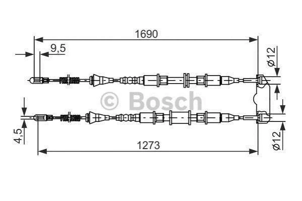 Трос ручного гальма BOSCH 1987477129 (фото 1)