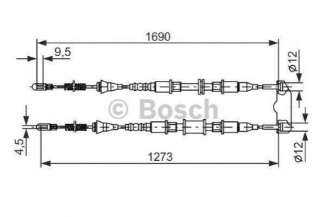 Трос ручного гальма BOSCH 1987477129