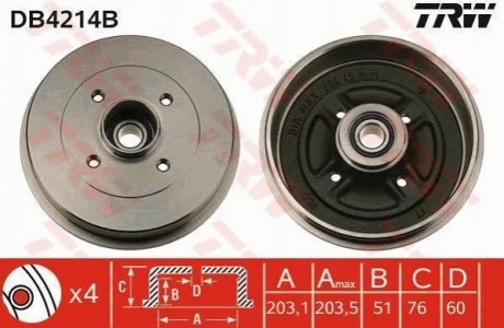 Гальмівний барабан TRW DB4214B