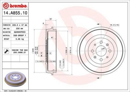 Гальмівний барабан BREMBO 14A85510