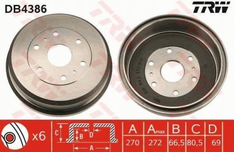 Гальмівний барабан TRW DB4386