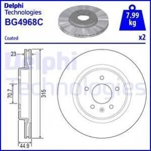 Диск гальмівнийTYL DELPHI BG4968C