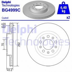 Диск гальмівнийTYL DELPHI BG4999C