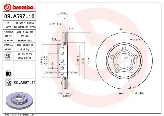Диск гальмівний BREMBO 09A59711 (фото 1)