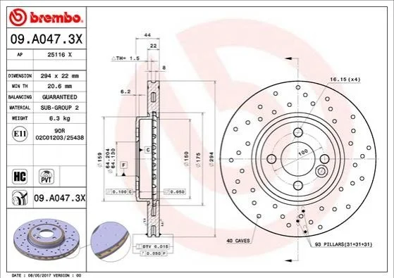 Гальмівні диски BREMBO 09A0473X (фото 1)