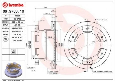 Гальмівний диск BREMBO 09976310