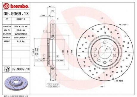 Гальмівні диски BREMBO 0993691X