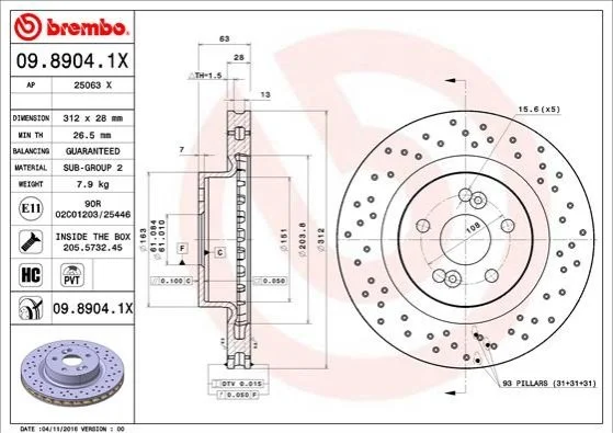 Гальмівні диски BREMBO 0989041X (фото 1)