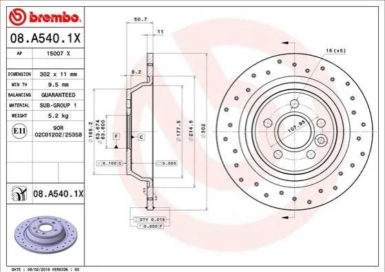 Гальмівні диски BREMBO 08A5401X (фото 1)