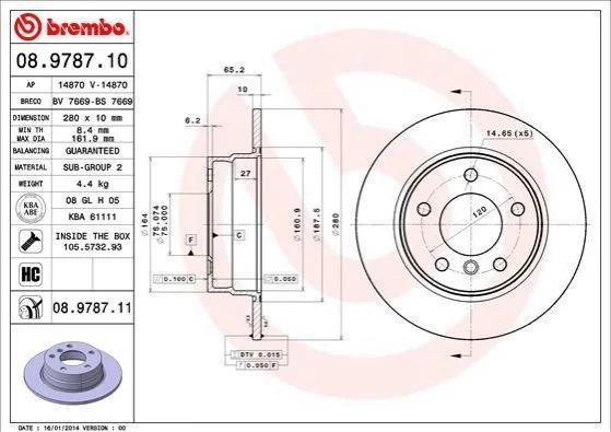 Гальмівний диск BREMBO 08978711 (фото 1)