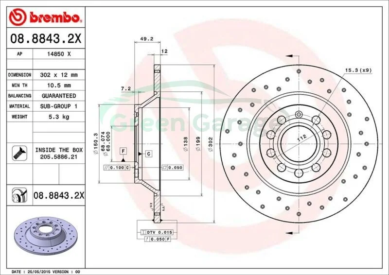 Гальмівні диски BREMBO 0888432X (фото 1)