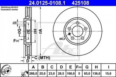 Гальмівний диск ATE 24012501081