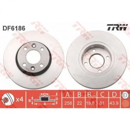 Диск гальмівний TRW DF6186 (фото 1)