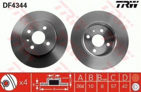 Диск гальмівний TRW DF4344