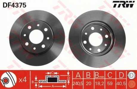 Диск гальмівний TRW DF4375