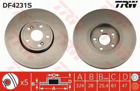 Диск гальмівний TRW DF4231S