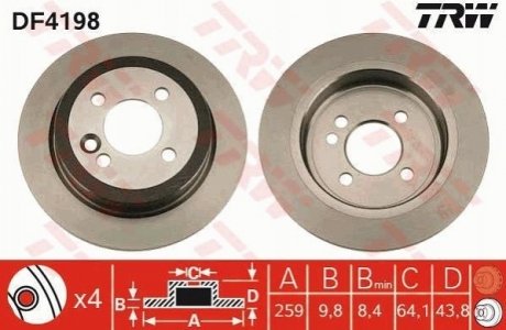 Диск гальмівний TRW DF4198