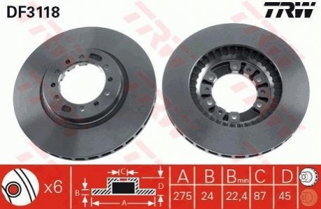 Диск гальмівний TRW DF3118