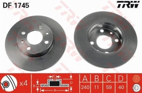 Диск гальмівний TRW DF1745