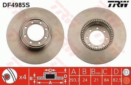 Диск гальмівний TRW DF4985S