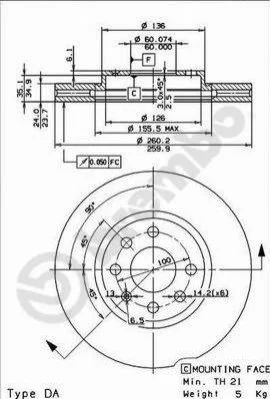 Гальмівні диски BREMBO 09860175 (фото 1)