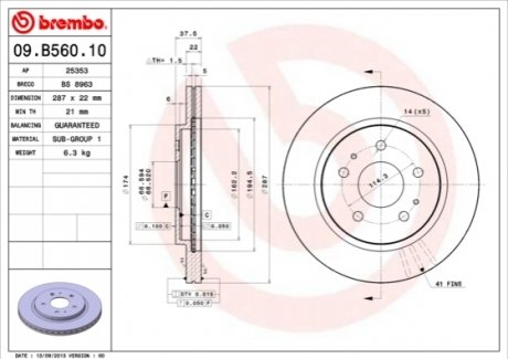 Диск гальмівний BREMBO 09B56010