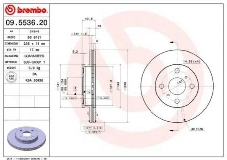 Гальмівний диск BREMBO 09553620