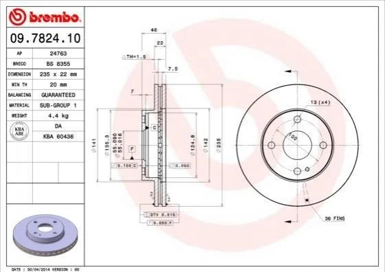 Диск гальмівний BREMBO 09782410 (фото 1)