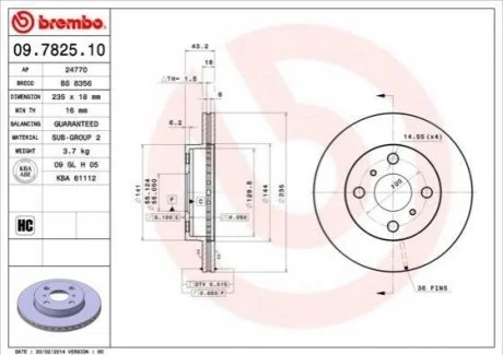 Гальмівний диск BREMBO 09782510