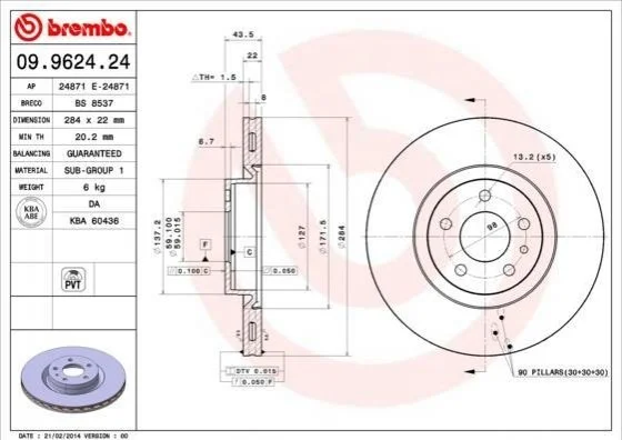 Гальмівний диск BREMBO 09962424 (фото 1)