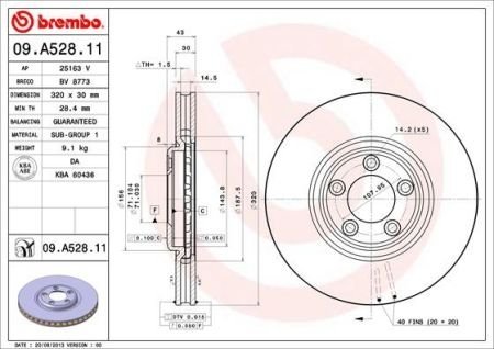 Гальмівний диск BREMBO 09A52811