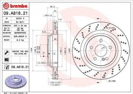 Диск гальмівний BREMBO 09A81821