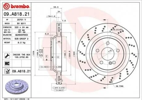 Диск гальмівний BREMBO 09A81821