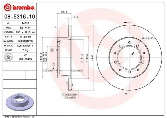 Гальмівний диск BREMBO 08531610 (фото 1)