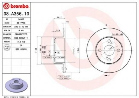 Гальмівний диск BREMBO 08A35610