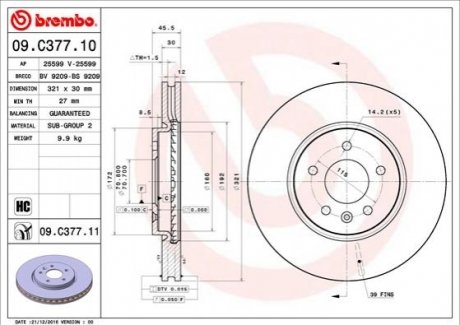 Гальмівний диск BREMBO 09C37711