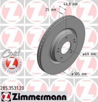 Диск гальмівний ZIMMERMANN 285353120