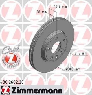 Гальмівний диск ZIMMERMANN 430260220